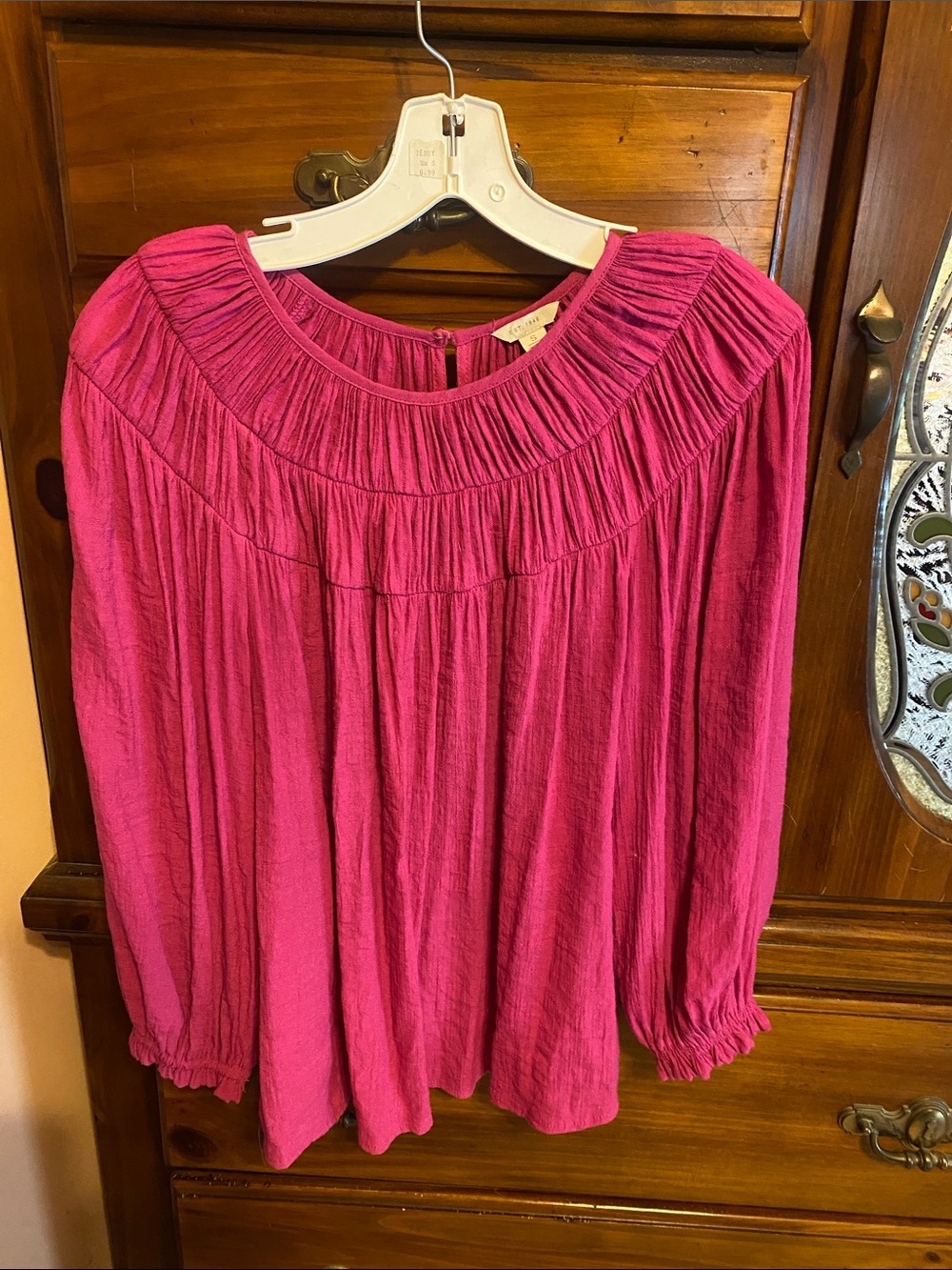 Women’s Fuchsia Smocked Yoke Tunic Top